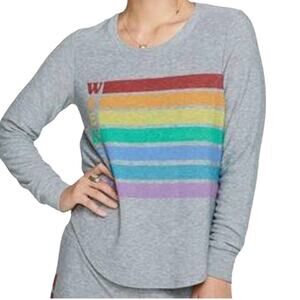 CHASER Weekend Rainbow Sweatshirt Gray Small NEW